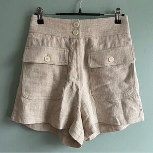 Étoffee Women's Tan Linen Shorts